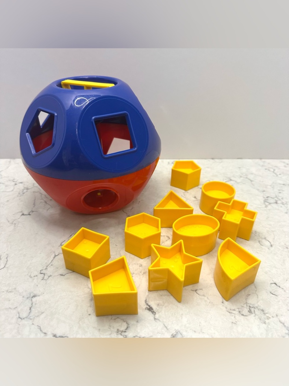 Vintage Tupperware Shape-O Toy Ball Complete 10 Shapes Educational Sorting Toy